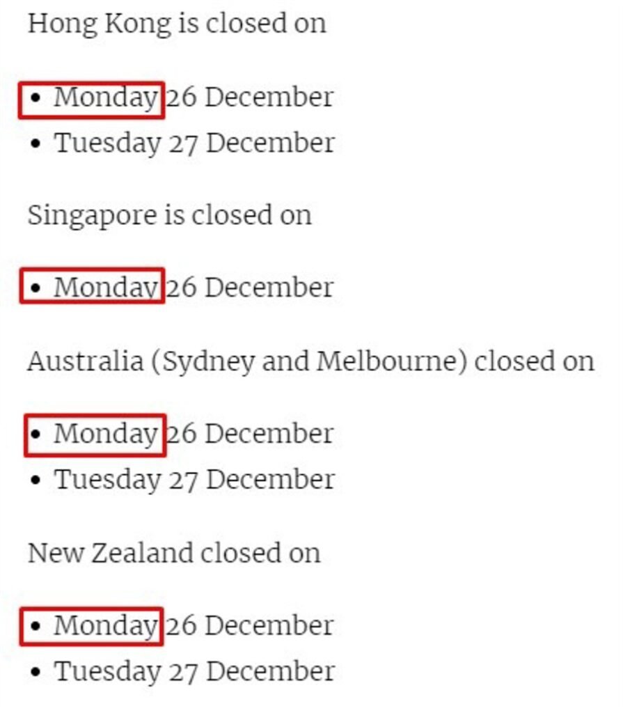 Reminder – most of Asia is on holiday today, forex liquidity is extremely thin