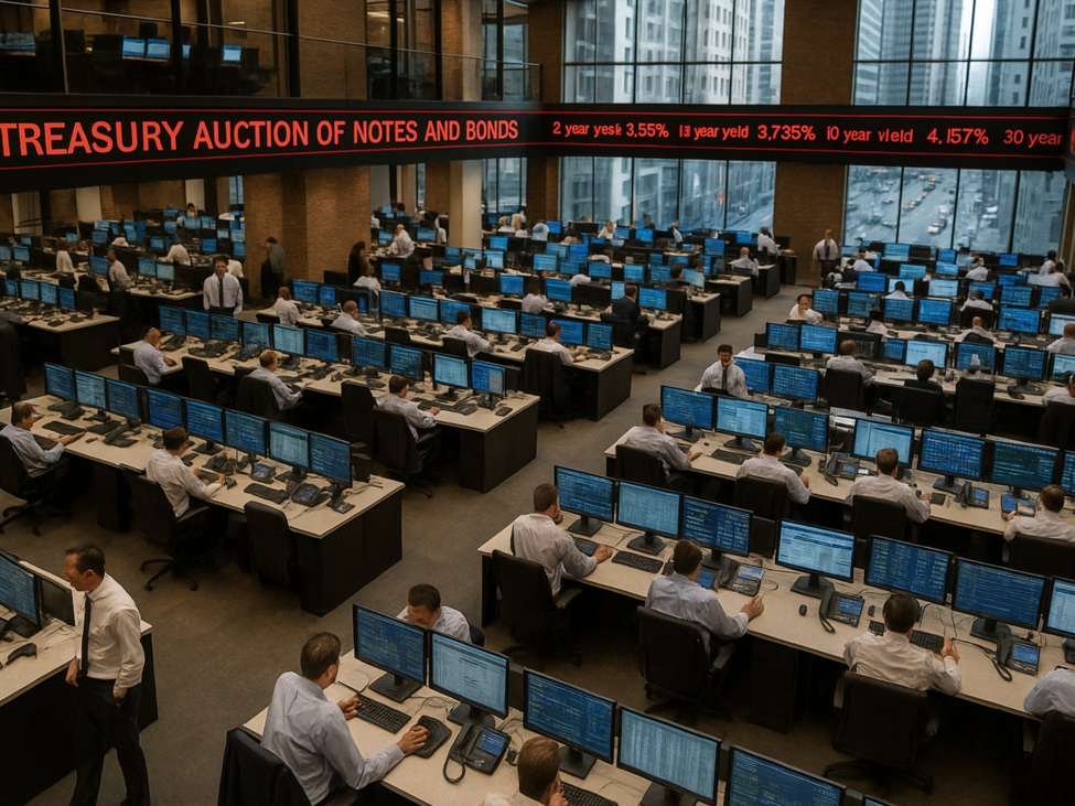 U.S. Treasury auctions off $39 billion of 10 year notes at a high yield of 4.173%