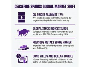 investingLive European markets wrap: Oil hammered lower, risk rallies on US-Iran ceasefire