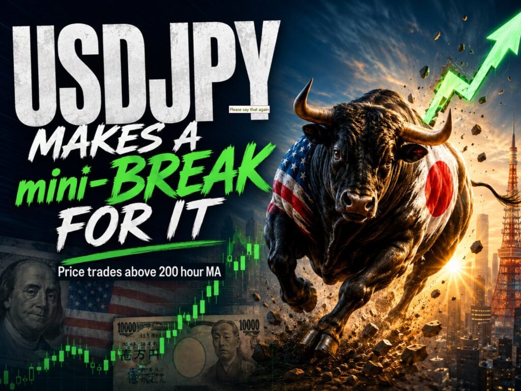 USDJPY tests the 200-hour MA as buyers probe higher
